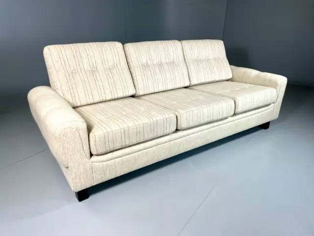 EB6104 Vintage Danish 3 Seat White Wool Sofa, 1970s, Retro, MCM, M3SS