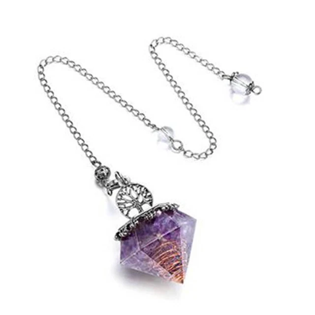 Natural Healing Amethyst Crystal Reik Tree of Life Orgonite Orgone Stone Pendant