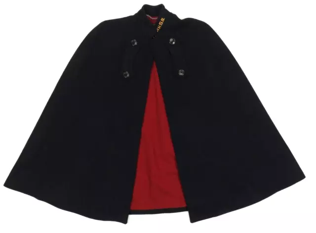 Vintage 40s 50s Bruck's Nurses Apparel Wool Black Red Lined Uniform Cape Cloak