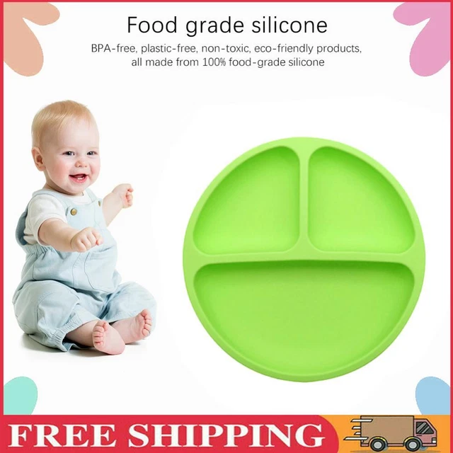 Cute Baby Infant Dining Plate Non Slip Training Sucker Dishes Tableware (Green)