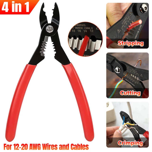 Professional Wire Cable Plier Crimper Stripper Cutter Gripping Tool for 12-20AWG