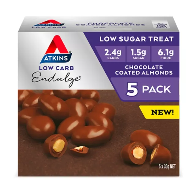 Atkins Low Carb Endulge Chocolate Coated Almonds 5 x 30g (150g) Low Sugar Treat