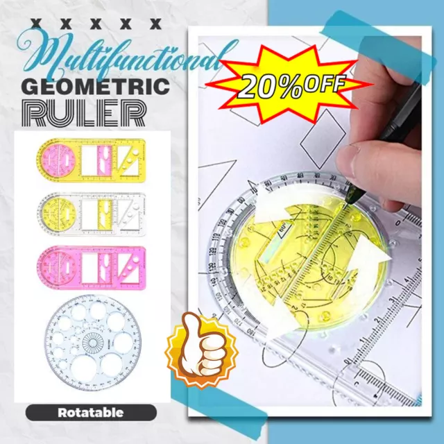 Multifunctional Geometric Ruler Drawing Ruler Template Measuring