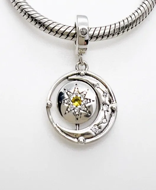 💖 Sun Moon Star Dangle Charm You Are My Sunshine Genuine 925 Sterling Silver 💖