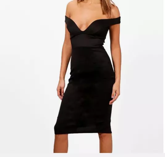 BOOHOO Skye Sweetheart Off Shoulder Bodycon Dress US SIZE 2 BLACK  $ 34.00