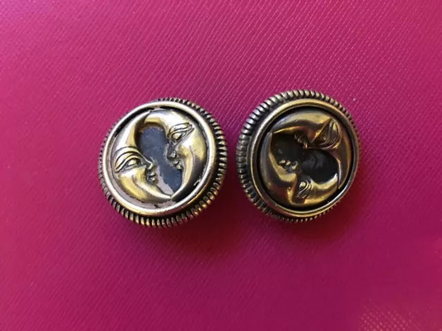 Barry Kieselstein Cord Sterling Siver Double Moon Clip On Earrings