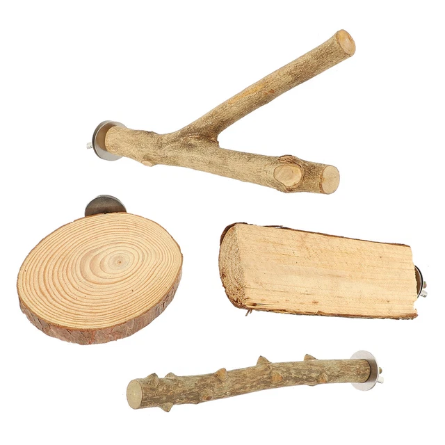 4 Pcs Papagei Stehender Stock Hölzern Vogelplattform Aus Holz Stange