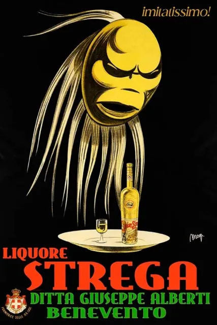 Poster Manifesto Locandina Pubblicitaria Stampa Vintage Aperitivo Liquore Strega