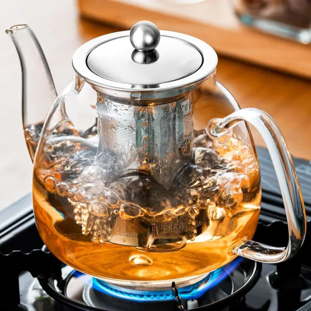 34oz Large Glass Teapot with Removable Infuser Stovetop Safe Tea Kettle Tea Pot