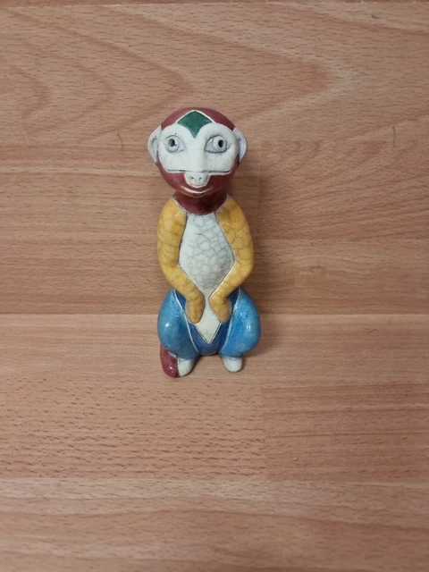 Vintage Raku Keramik handbemalt Erdmännchen Südafrika