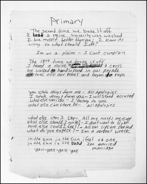 NIRVANA POSTER PAGE Kurt Cobain Hand Written Lounge Act Original Lyrics ...