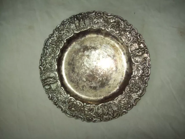 vintage aesthetic repousse cracker plate 6.5", dancing  ,birds  etc