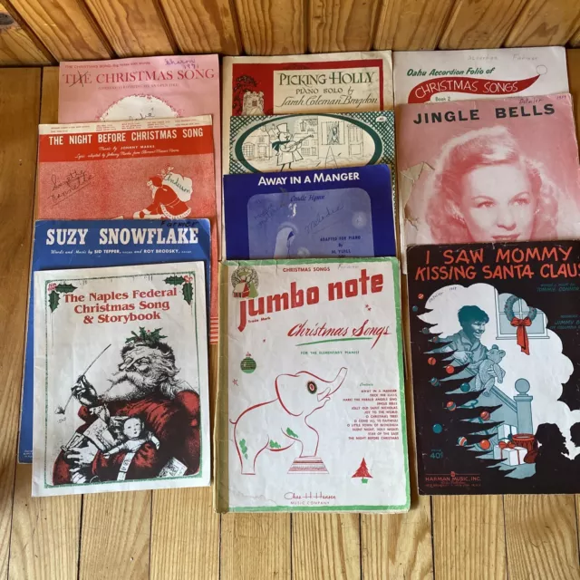 Lot of 11 Vintage Christmas Carols Books and Piano Sheet Music /1930-1950s