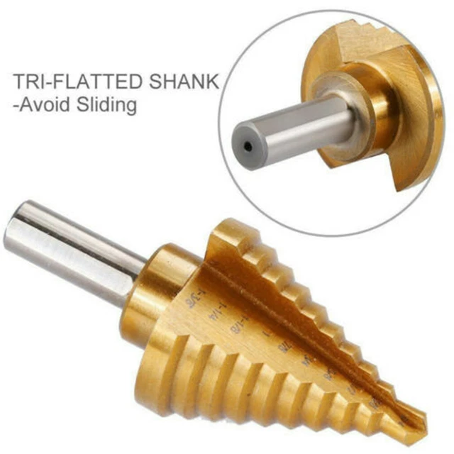 1/4- 1-3/8" High Speed Steel Large Step Titanium Cone Drill Hole Cutter Bit Tool