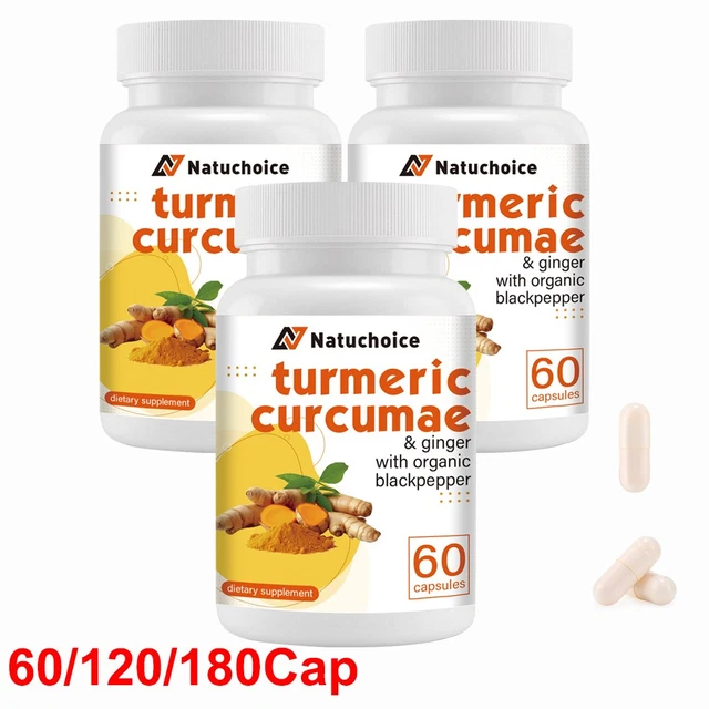 180X PURE TURMERIC Curcumin Capsules | 95% Curcuminoids with Black ...