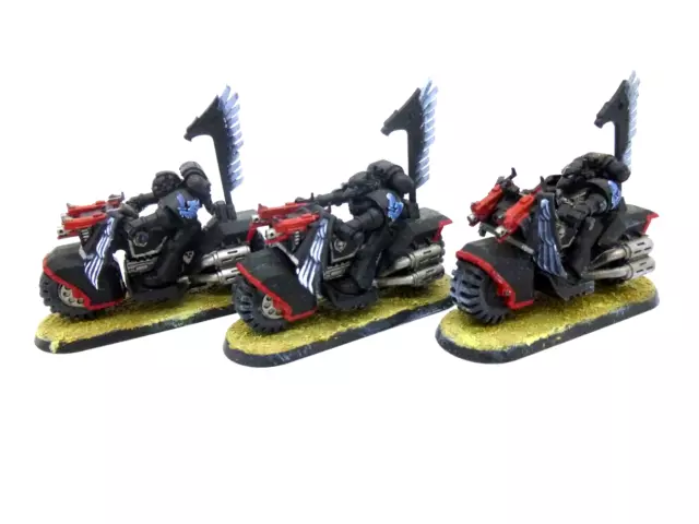 Warhammer 40k Space Marines Dark Angels Ravenwing Bike Squad Painted