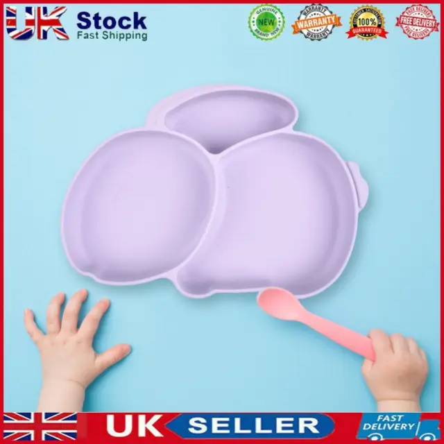Cartoon Children Dishes Cute Silicone Baby Feeding Dishes Baby Cutlery (Purple)