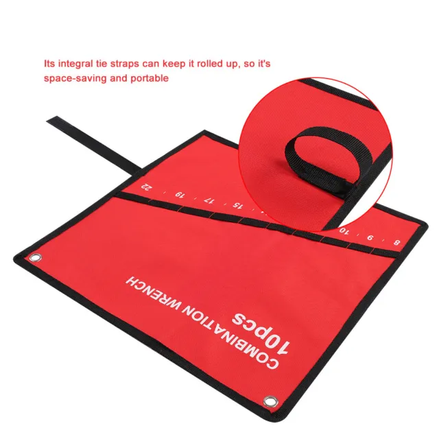 (10 Bag)Multi-Pocket Roll Up Tools Bag Red Storage Bag Spanner Plier Wrench AC
