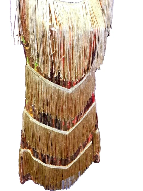 80'S GOLD SEQUINNED & Fringed Tina Turner Dress 37.50 - PicClick UK