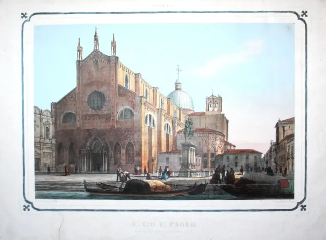 1860 Santi Giovanni e Paolo church chiesa Venezia Venedig Venice Lithographie