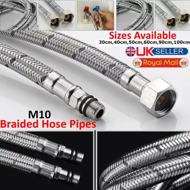 Flexible M10 (10mm) Mixer Hose Pipe Tap Connectors Kitchen Basin Monobloc Tails