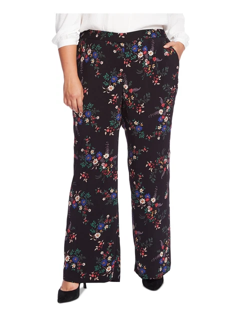 VINCE CAMUTO Womens Black Floral Pants Plus Size: 22W
