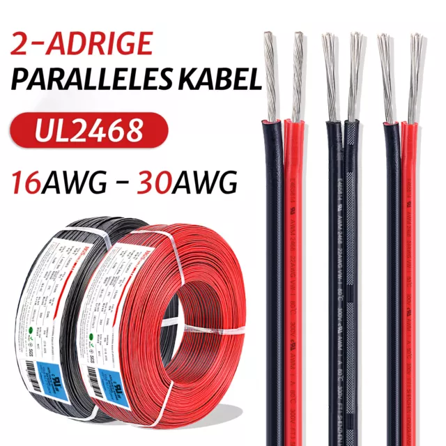 Lautsprecher Kabel 2 adrig 0.3/0.5/0.75/1/1.5/2.5mm² LED Leitung PVC -  Meterware