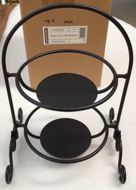 NEW in Box Longaberger Small Two Pie Server Wrought Iron Stand #71284 Pottery
