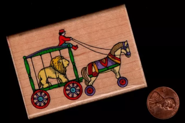HTF HERO ARTS 1994 Circus Pull Toy Lion Horse  E 901 - Used - Rubber Stamp