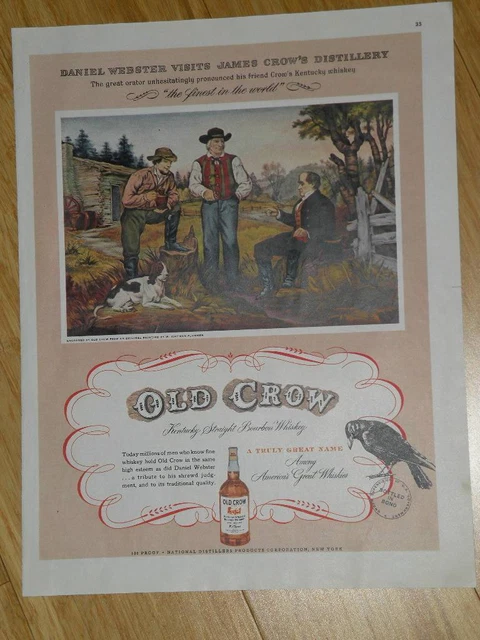 Magazine Ad* - 1949 - OLD CROW Whiskey (Daniel Webster)