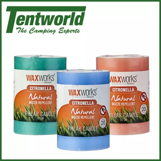 Waxworks Citronella Pillar Candles Mosquito Repellent 10cm