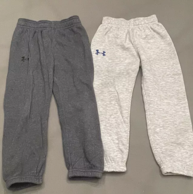 2 Prs. Under Armour Athletic Sweatpants Toddler Boys 4 Light Gray/Dark Gray VGUC