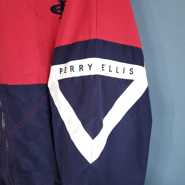 PERRY ELLIS MEN'S Full Zip Jacket Lined Long Sleeve Red & Blue Size 1XT ...