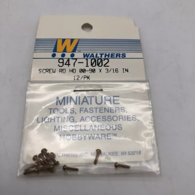 Walthers 947-1002 #00-90 Brass Round Head Machine Screw 3/16" x .047" (12)