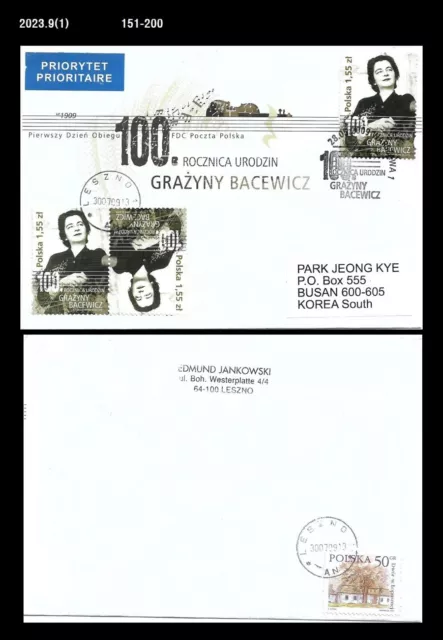 Art,Music,History,Poland 2009 FDC,Cover to Korea