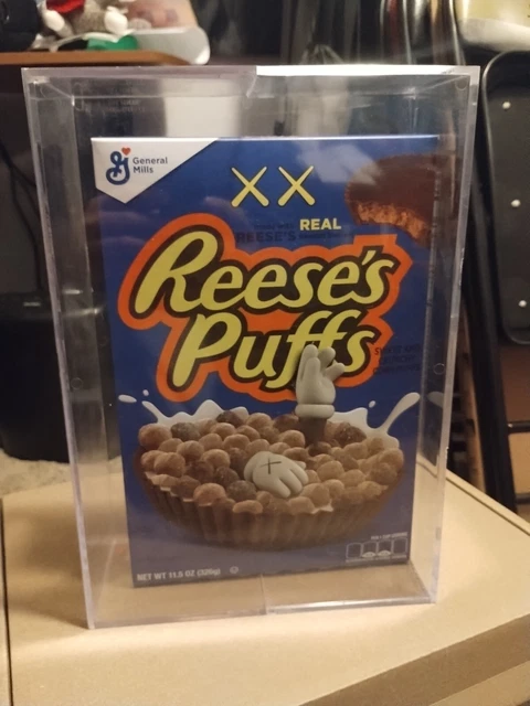 KAWS X REESE’S Puffs Limited Edition Cereal - Blue Box - w/ Display