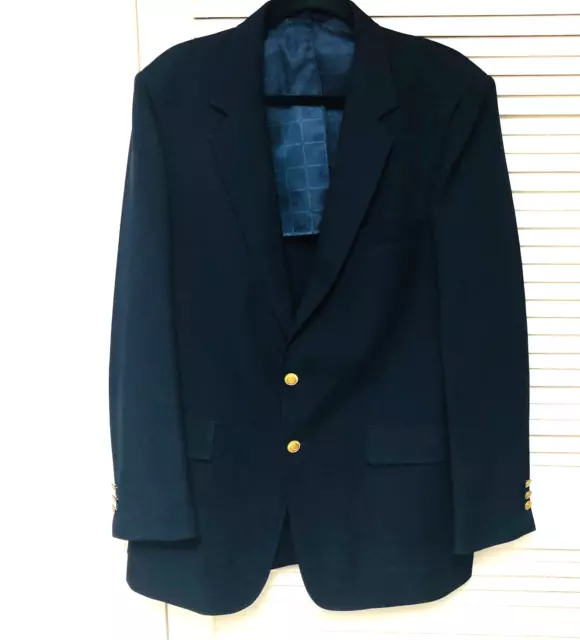 VTG Sears Navy Blue Perma-Press Sport Coat Jacket Blazer Men’s 44 Grandpa