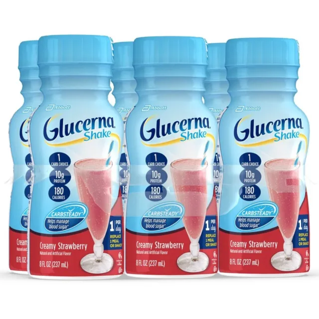 Batido de glucerna suplemento oral crema fresa bebida 8 oz botellas paquete de 6