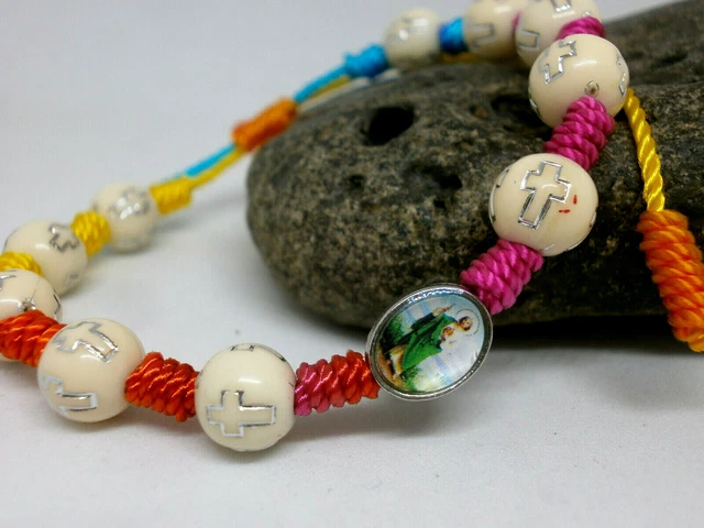 Pulsera San Judas Tadeo - Bracciale Regolabile In Corda Rossa Con Medaglia - Artigianale