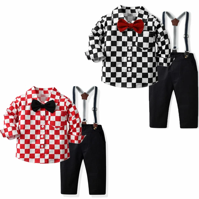 Abito da gentiluomo bambini bambini camicia maniche lunghe pantaloni set matrimonio set neonati 2 pezzi