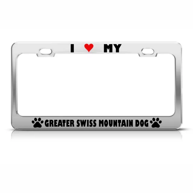 Greater Swiss Mountain Dog Paw Love Heart Pet Dog License Plate Frame Tag Holder