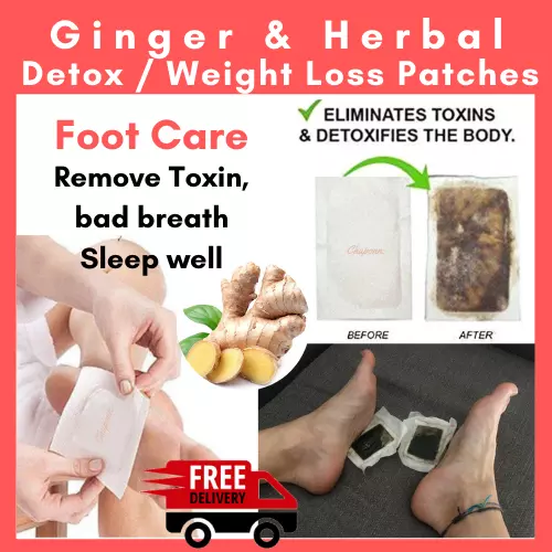 20 Detox Ginger Herbal Foot Patches Pads Toxin Removal Weight Loss Anti-Swelling