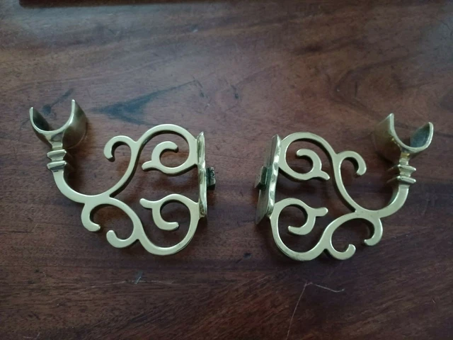 Vintage brass fittings for curtain pole