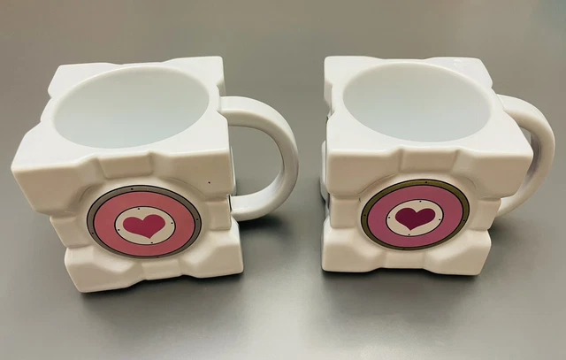 Lot Of 2 Portal 2 Companion Cube Ceramic Mug Valve Jinx Video Game Merch Cllctbl