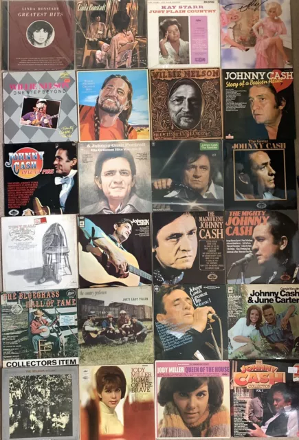 Job Lot Country & Bluegrass Vinyl Records Lp’s Johnny Cash Willie Nelson x 24