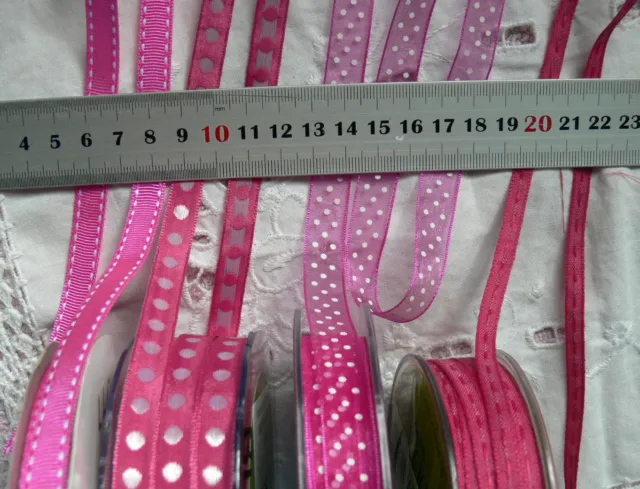 ROSE PINK & WHITE 6,10 & 12mm Wide - 2, 3 & 5 Metres 4 Design Style Choice