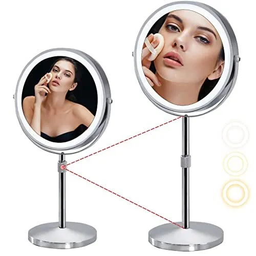 Espejo de maquillaje iluminado ZsandBmy 8 espejos de tocador con luces para escritorio de maquillaje 1...