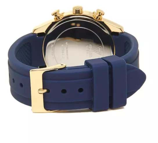 Guess Women's U0562L2 Sporty Gold-Tone Stainless Steel Bazel Blue Dial Watch 3