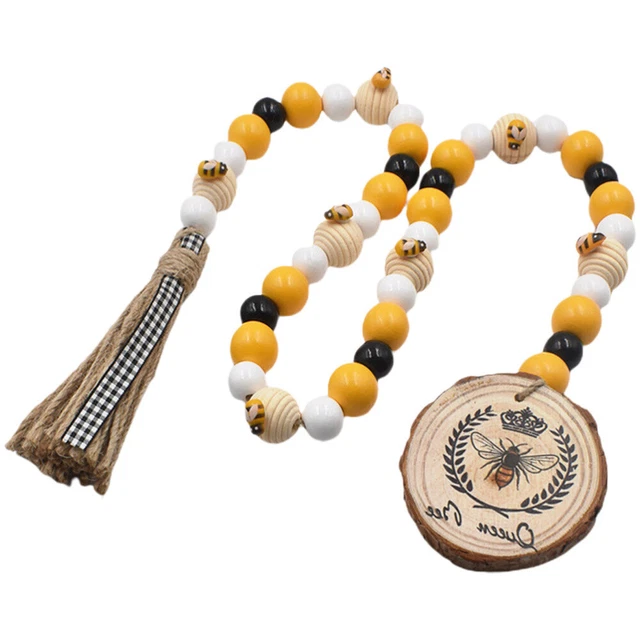 Perles en bois uniques cordes en bois Garland Garland Bee à thème Perle