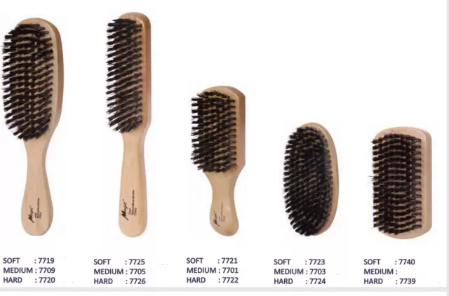 Soft Or Hard Singe Wood Brush Boar & Plastic Bristles By Magic Collection